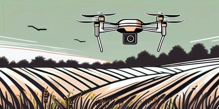 A smart drone hovering over a field
